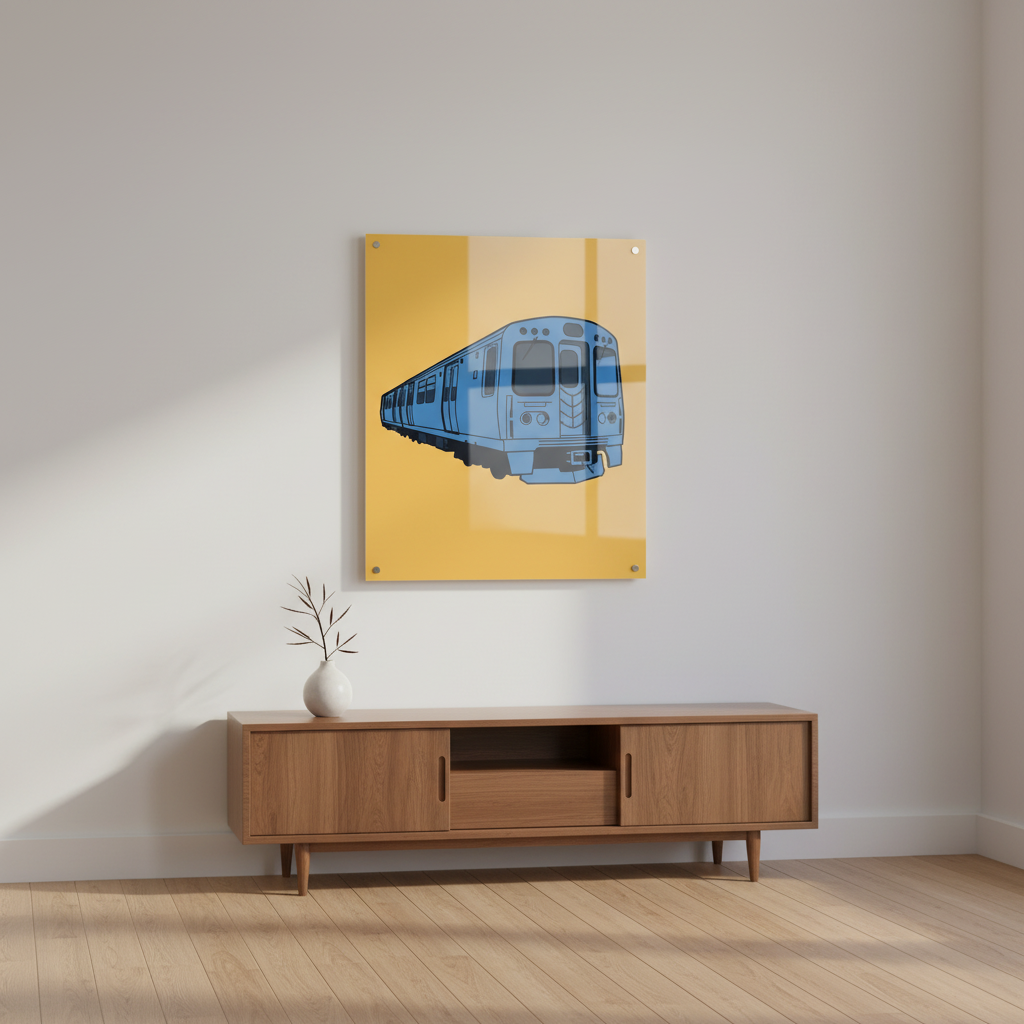 BART Train — Color Pop on-wall mockup · Acrylic glass