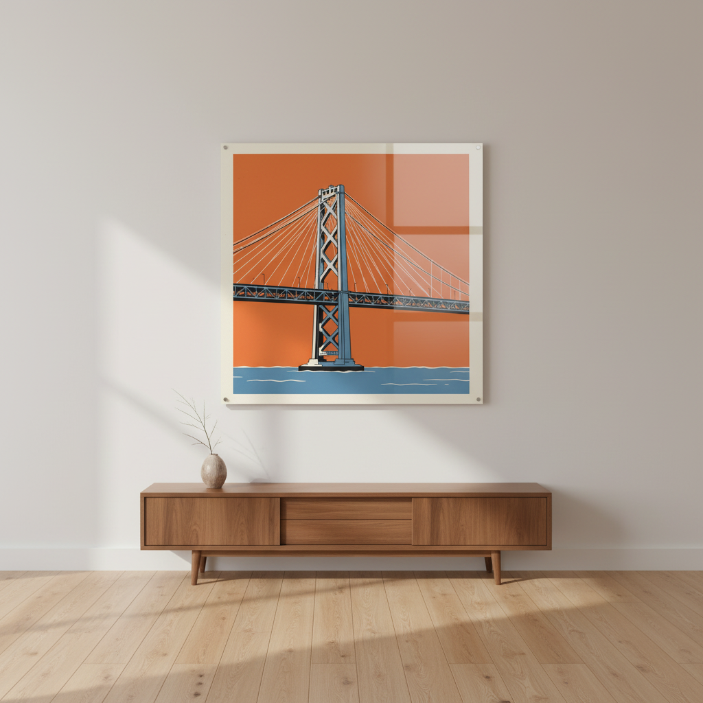 Bay Bridge — Color Pop on-wall mockup · Acrylic glass