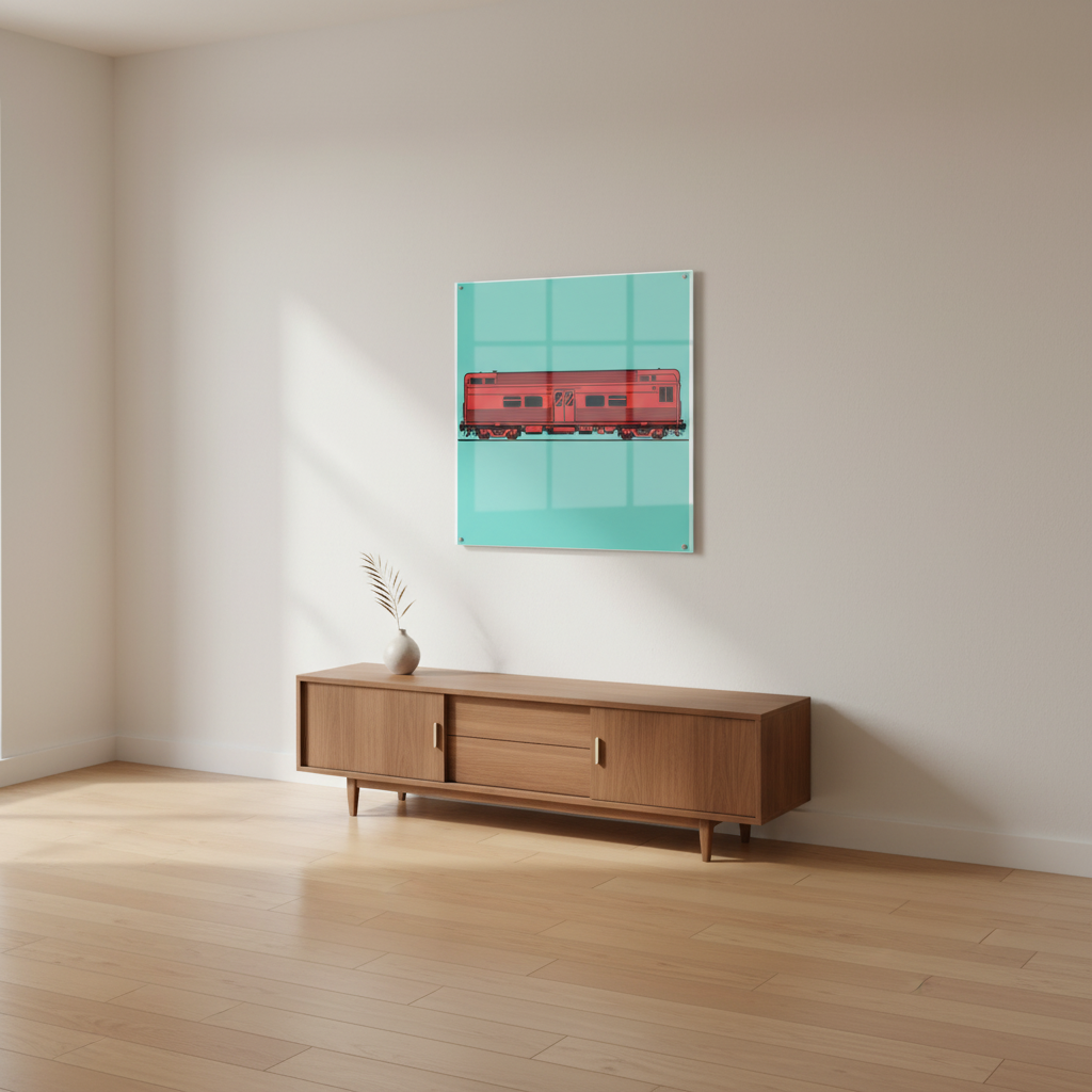 Caltrain — Color Pop on-wall mockup · Acrylic glass