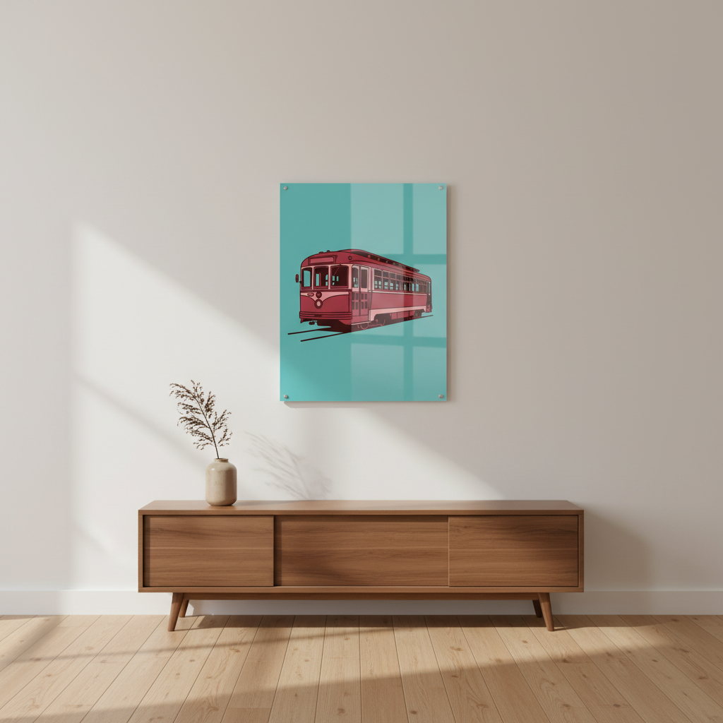Muni F-Line — Color Pop on-wall mockup · Acrylic glass