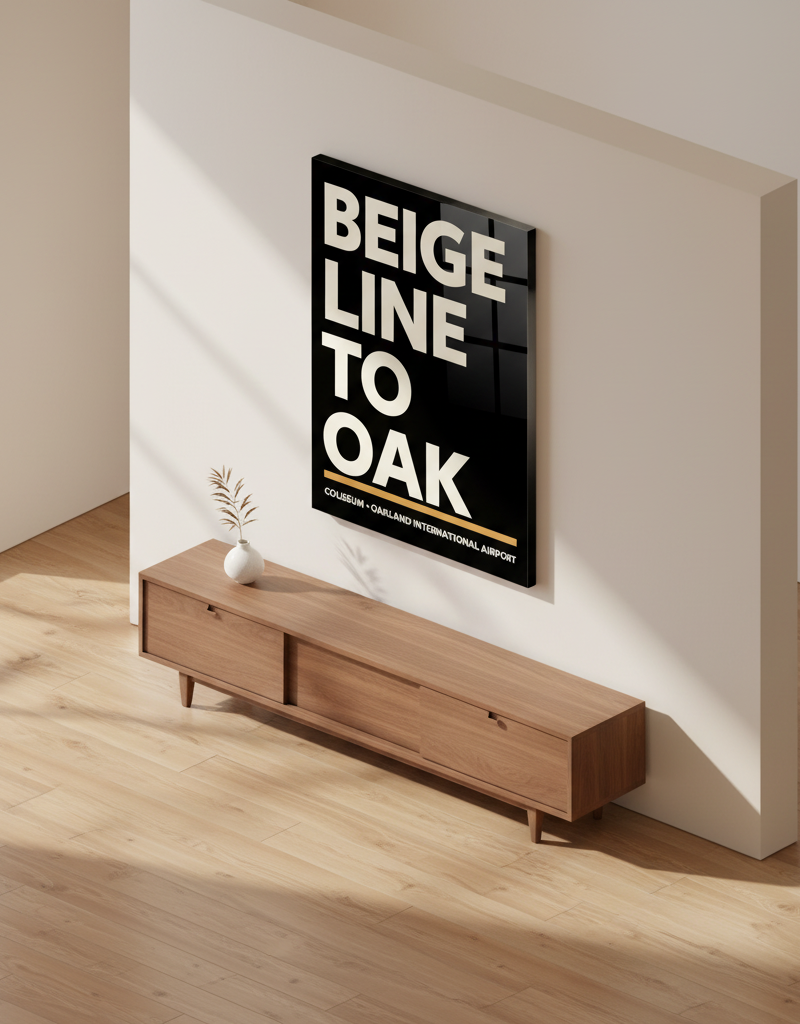 Beige Line to OAK on-wall mockup · Canvas