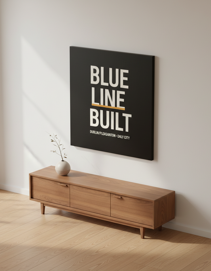 Blue Line Built on-wall mockup · Canvas