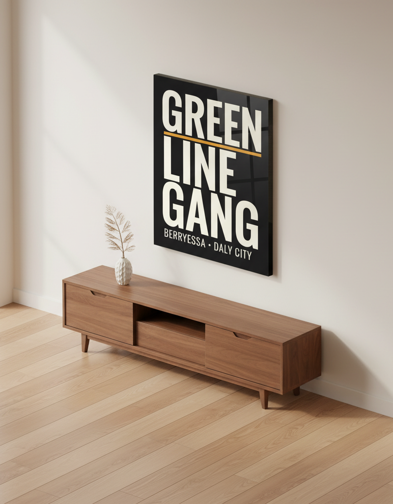 Green Line Gang on-wall mockup · Canvas