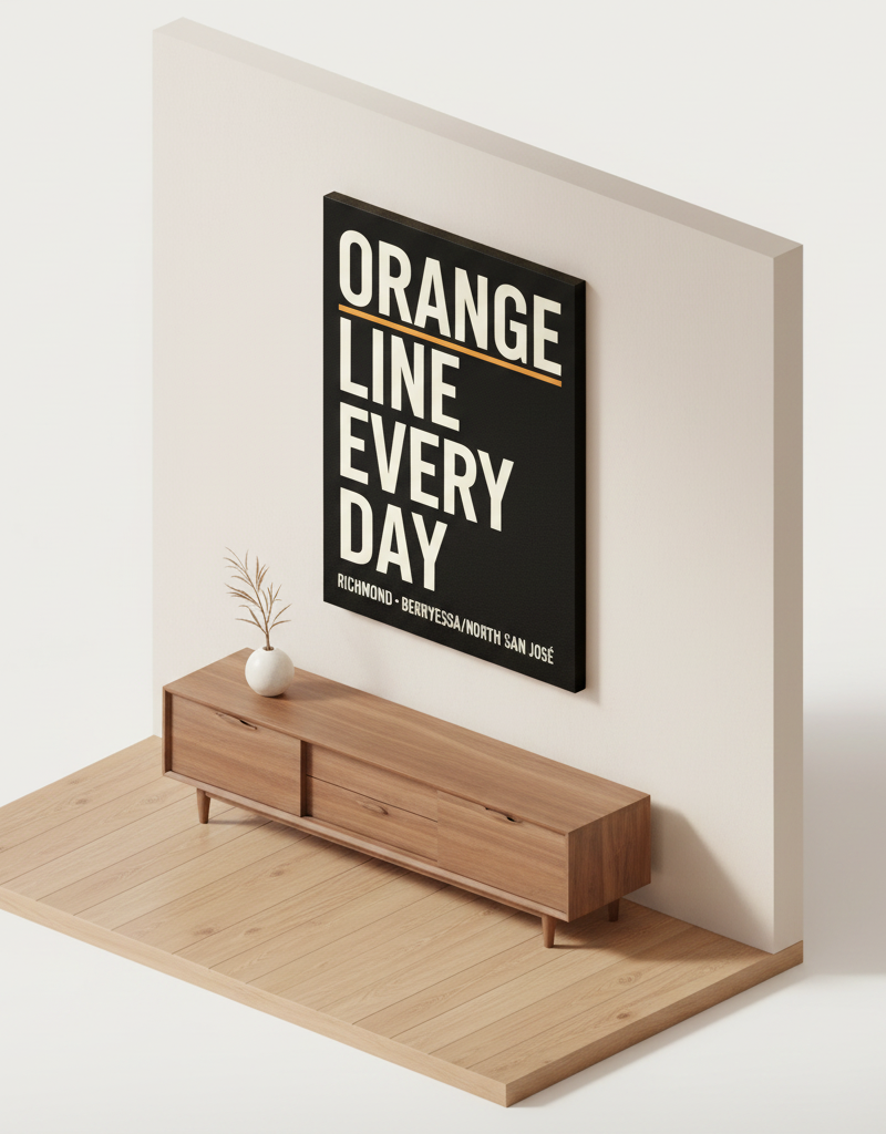 Orange Line Every Day on-wall mockup · Canvas