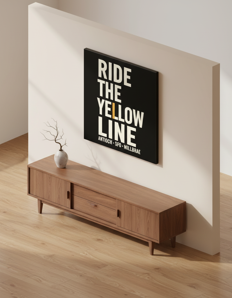 Ride the Yellow Line on-wall mockup · Canvas