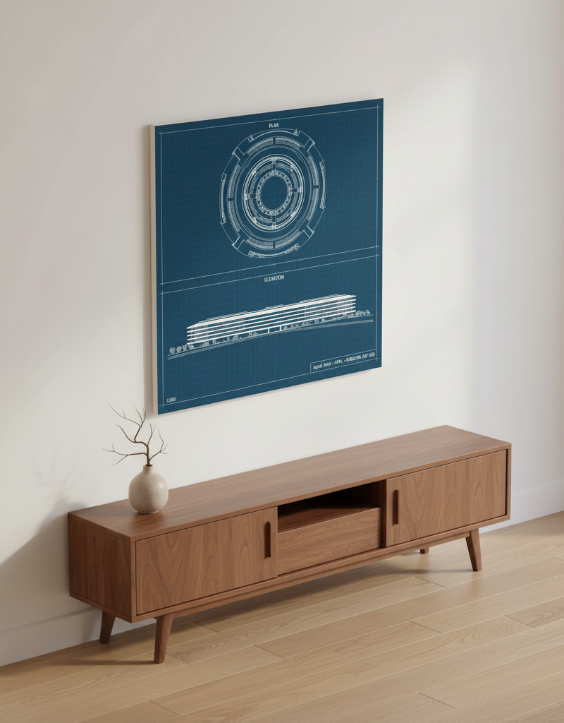 Apple Park — Blueprint on-wall mockup · Canvas